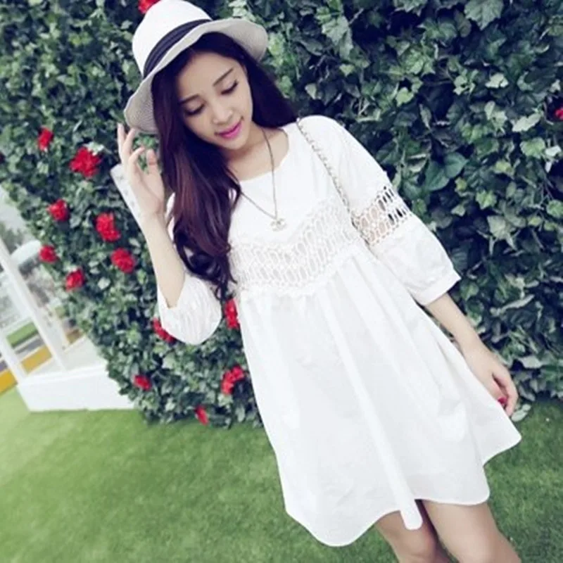 

Maternity Dress Spring And Summer New Style Korean-style Fashion Lace Joint GIRL'S Shirt Maternity Dress
