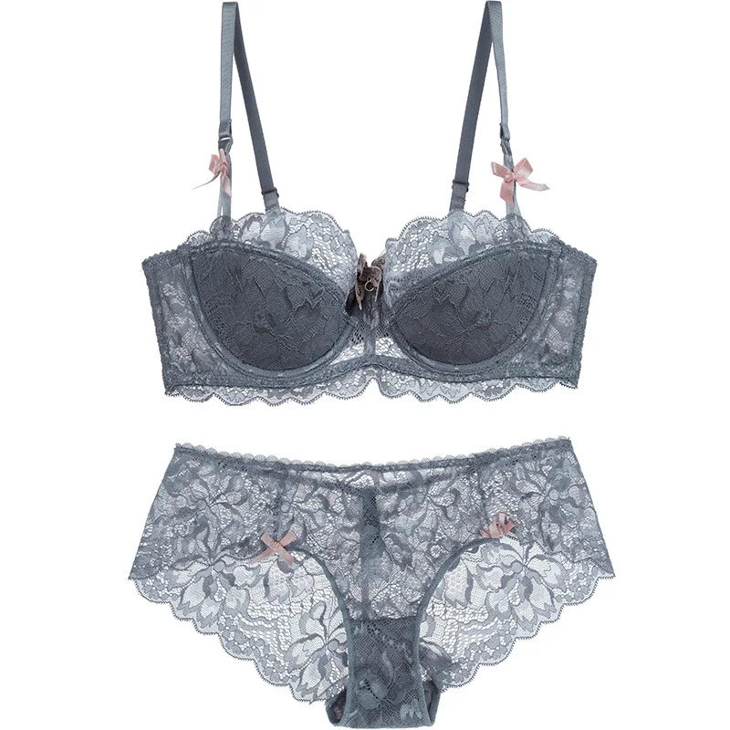 

Women's Sexy Bra Set Lace Thin Cotton Cup Sexy Women's Underwear 1/2 Cup Comfortable Breathable Bra Set Large Size