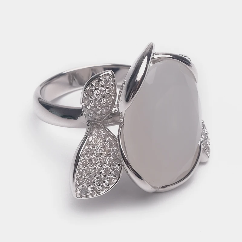 Local focal Fashion 925 Silver The exquisite flower design glittering ring