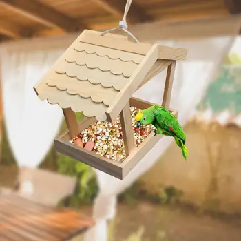 

Large Size Wooden Bird Feeder Dumpling Bird House Hanging Outdoor Garden Bird Feeding Supplies for Tiger Skin Pearl Parrot 30E