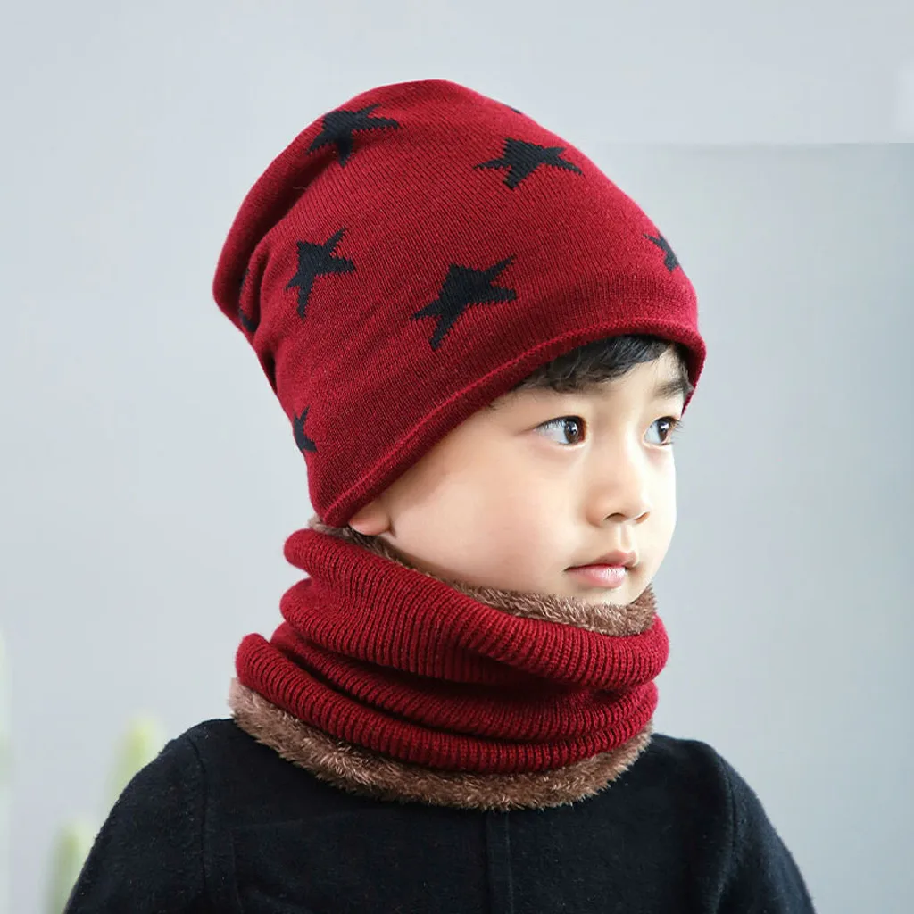 Флисовые контрастные цвета, вязаные теплые зимние шапки для детей, шапка+ шарф, комплект из двух предметов, коллекция года, весна-осень, новые простые модные костюмы