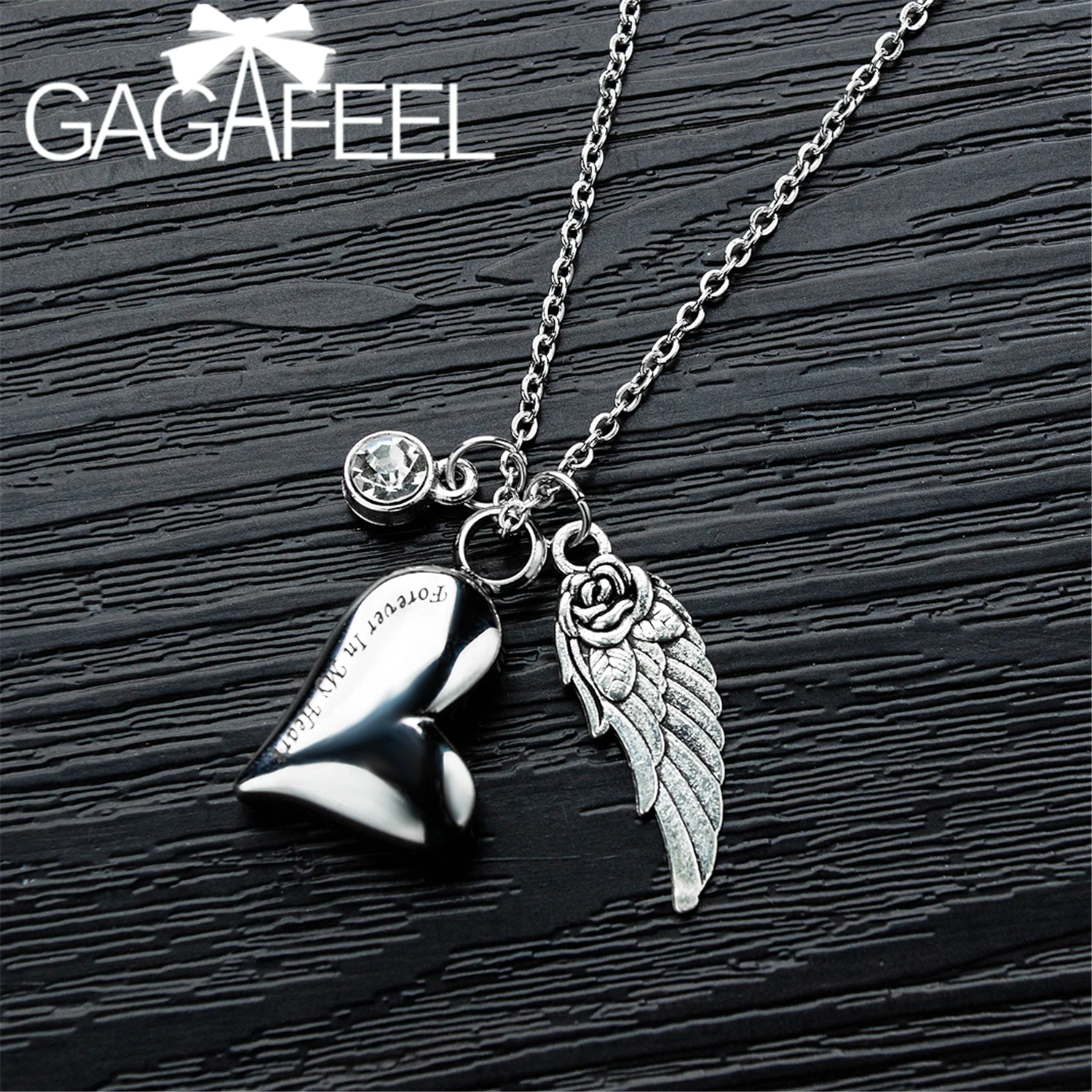 

GAGAFEEL Creative Titanium Steel Heart Necklace Commemorative Pet Urn Box Pendant Unisex Perfume Bottle Necklace
