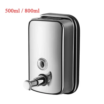 

500ml 800ml Wall Mounted 304 Stainless Steel Hand Wash Liquid Soap Dispenser Manual Liquid Shower Gel Box Hanging Dispenser