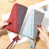 Patchwork Glitter Leather Long Clutch 5