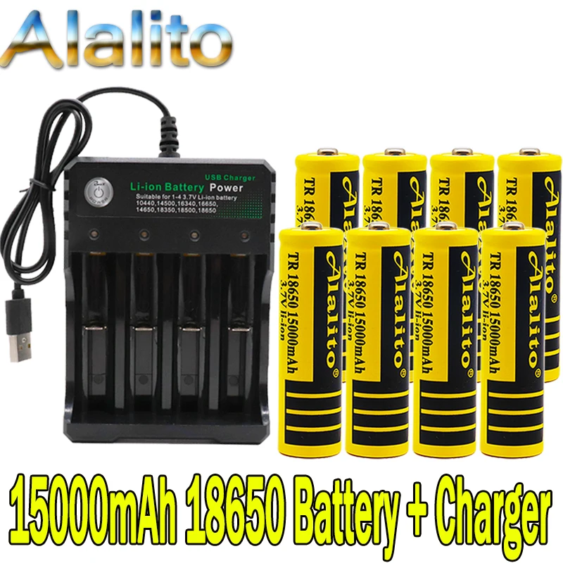 100% Новый оригинальный 3 7 v 15000mah 18650 литиевая аккумуляторная батарея для