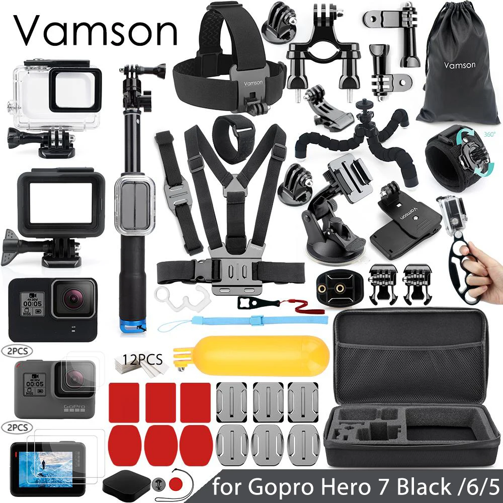 Комплект аксессуаров Vamson для Gopro hero 7 6 5 водонепроницаемый защитный чехол рамка 3