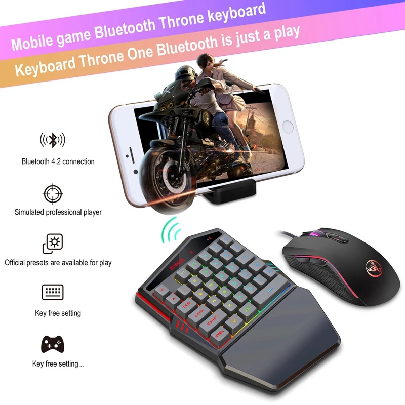 K88 эргономичная разноцветная подсветка с одной рукой игровая клавиатура мышь