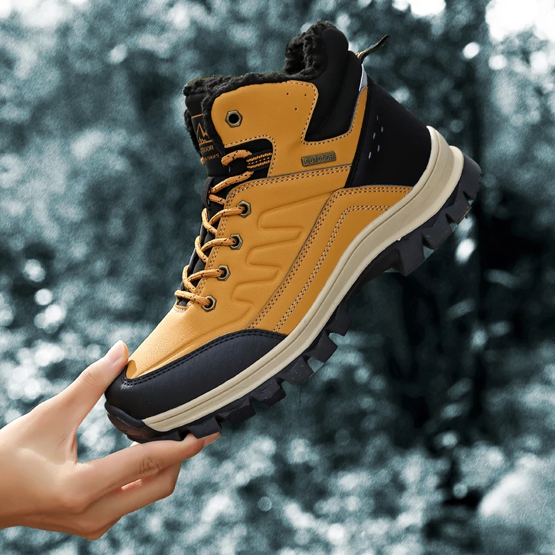

Winter Fashion Lace Up Keep Warm With Plush Soft Comfortable Split Leather Men's Ankle Boots Plus Size 40-46 2019 New