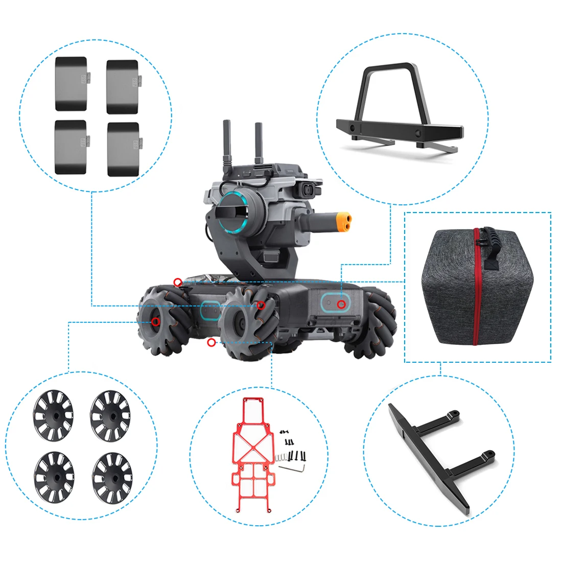 HOBBYINRC CNC алюминиевый сплав Передний Задний бампер Crashproof бар защитное колесо крыло женская сумка для хранения для DJI RoboMaster S1