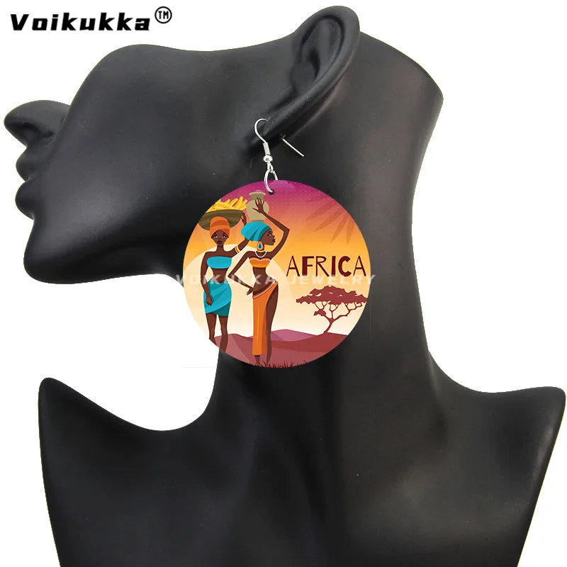 Voikukka Jewelry 2021 New Product 6 Cm Round Wood Both Sides Printing Facial Makeup Paintings African Ethnic Accessory 17 Voikukka Jewelry 2021 New Product 6 Cm Round Wood Both Sides Printing Facial Makeup Paintings African Ethnic Accessory