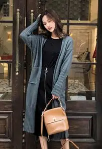 dark gray Liva девушка длинный женский кардиган осень зима женский длинный рукав кардиган свитер вязаный кардиган для женщин свитер - Цвет: dark gray