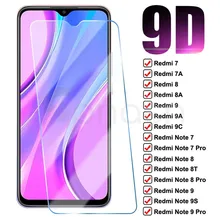 9D Cristal de protección para Xiaomi Redmi 9 9A 9C 8 8A 7 7A templado Protector de pantalla Redmi Note 7 8 8T 9S 9 Pro película de vidrio de seguridad