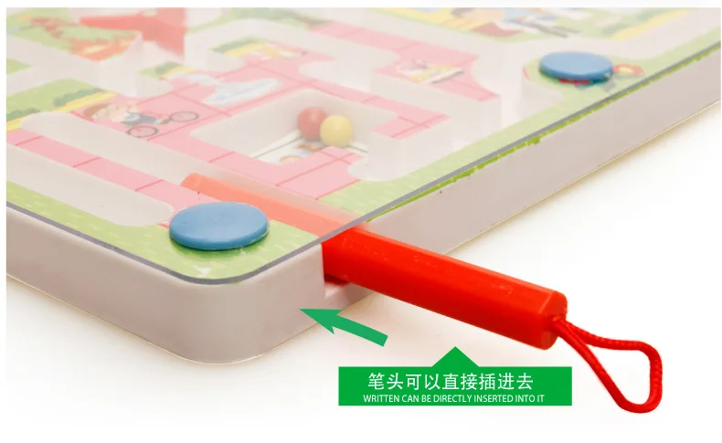 MWZ Multi-Double-Sided Magnetic Roll-on Pen Wielding Maze Educational Ring Camera Track Children Wooden Educational Toys