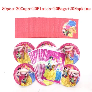 

Disney Snow White Theme Design Paper Tablecloth Disposable Tableware Set Kid Birthday Family Party Decoration Supplies 80/50Pcs