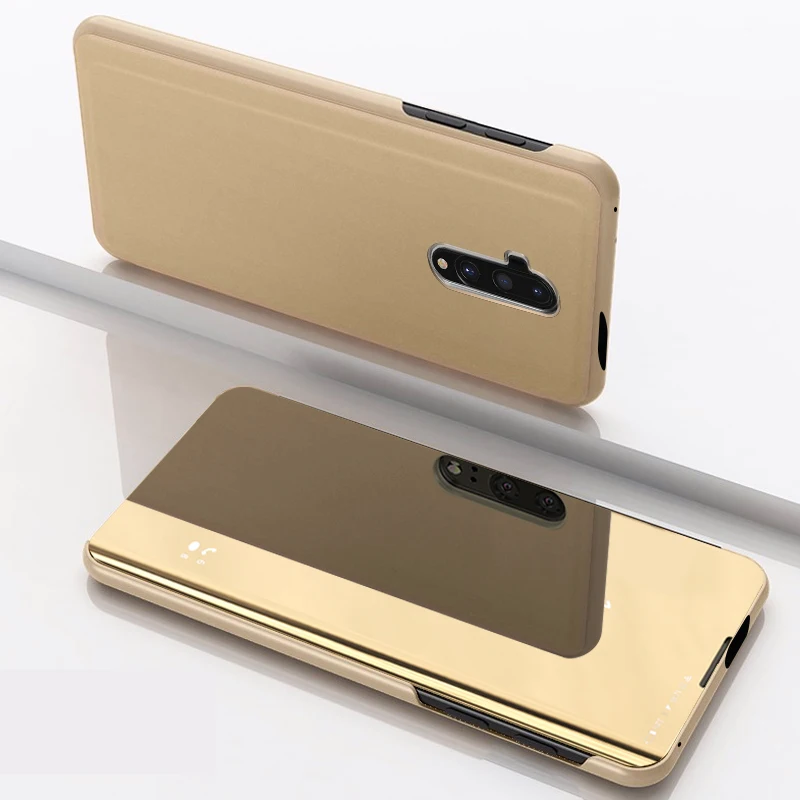 Gold Зеркальный смарт-чехол С Откидывающейся Крышкой для Oneplus 7 T Pro 6 5T роскошный полный защитный чехол для One Plus 7 6T 5T 7 Pro чехол с подставкой для телефона - Цвет: Gold