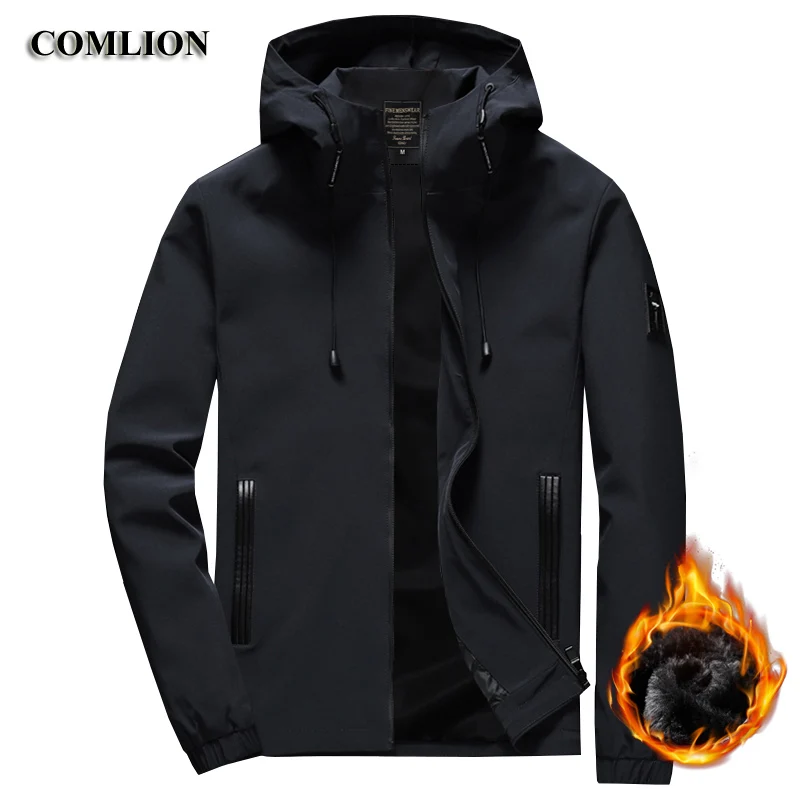 Куртка мужская приталенная повседневная брендовая одежда плотная однотонная с