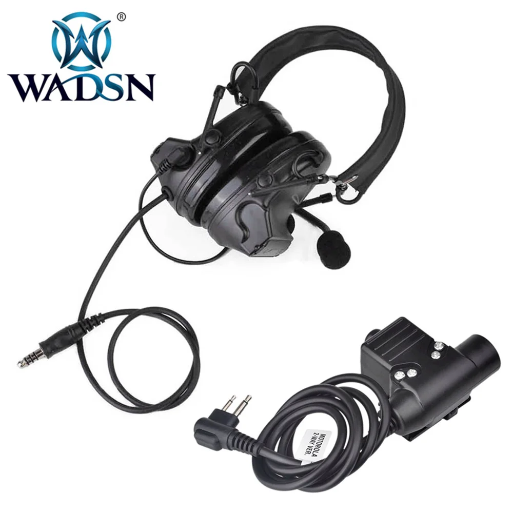 

WADSN Comtac-II/C2 Noise Reduction Softair Headset WZ041 Headphone Earphone With U94 PTT Cable Plug Z113 For Kenwood 2 Pin Radio