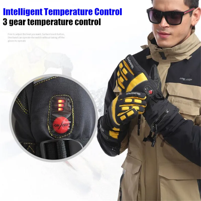 4000MAH Smart Electric Heating Gloves Waterproof Li-Battery Double-side Self Heated Ski Gloves