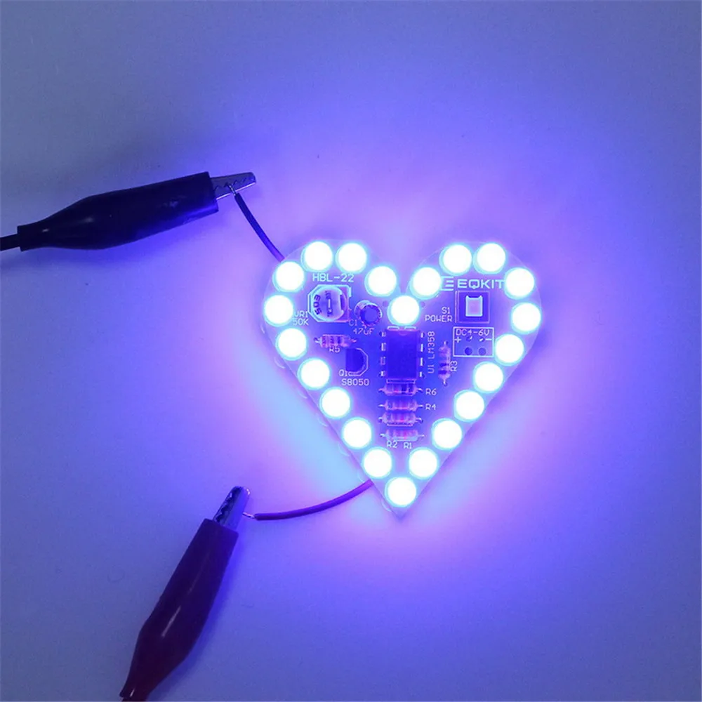 DIY Kit Heart Shape Breathing Lamp Module Kit DC4V-6V Breathing LED Suite DIY Electronic Production Red/White/Blue/Green