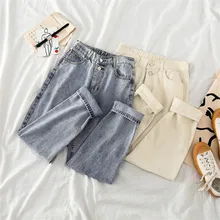 Gowyimmes, модные весенние женские джинсы, высокая талия, длина по щиколотку, джинсы большого размера, винтажные синие джинсы для мам, джинсовые штаны, брюки, 689