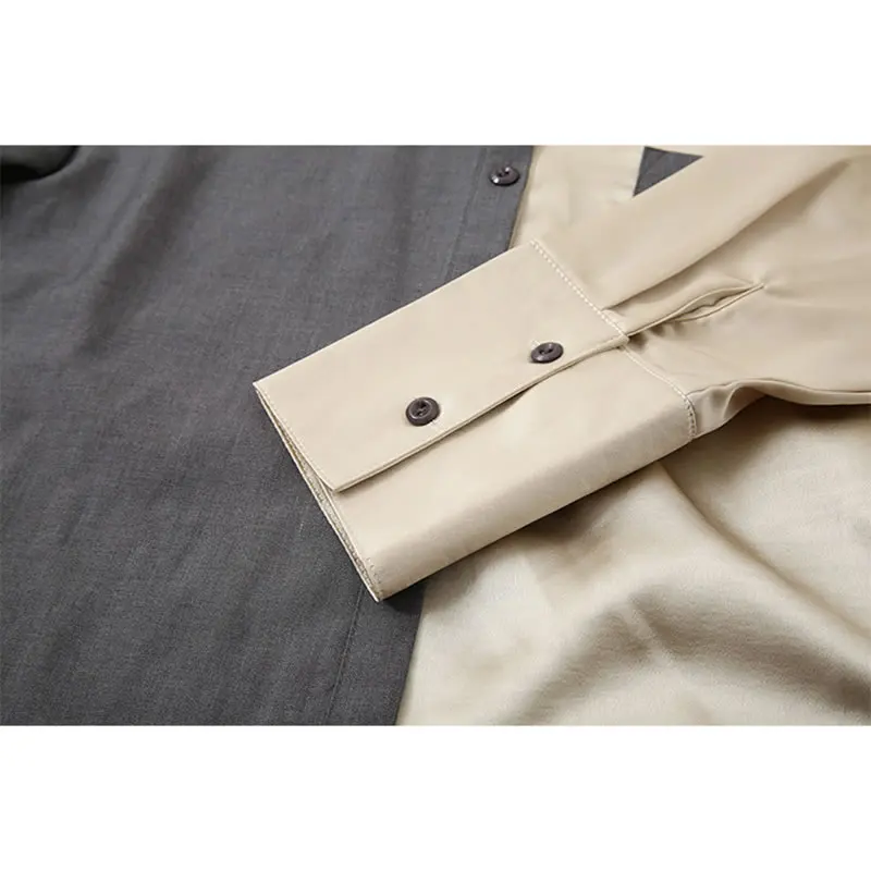 [EAM] Women Striped Split Joint Hit Color Blouse