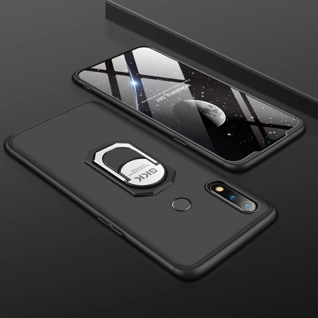 Черный Роскошный чехол OPPO Realme 3 Pro с полным защитным кольцом, ударопрочный корпус для ПК Realme 2 U1 1 C1 Coque - Цвет: Черный