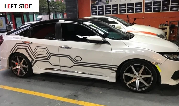 Black Левая сторона модифицированный пользовательский Автомобиль Спорт Потяните цветок личностный тренд декоративные наклейки на машину наклейки на тело - Название цвета: Black