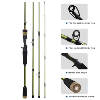 

Hot Sale Baitcasting Fishing Rod 4 Section M Power Casting Carbon Pole Portable Durable Fishing Tackle Tools Supplies