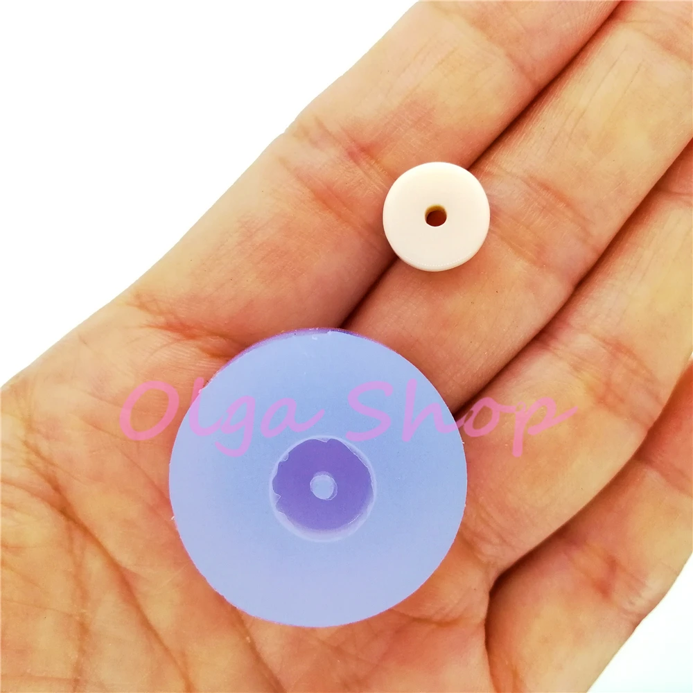 

BYL416 9.8mm Flat Bead (with hole) Silicone Mold for Resin Art Earrings Necklace Pendant Making Craft Decoration Fondant