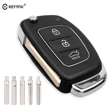 KEYYOU 3 Buttons Flip Folding Remote Auto Car Key Shell Blanks For Hyundai Solaris IX35 IX45 ELANTRA Santa Fe HB20 Verna Solaris