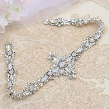 

Clothes Decoration Rhinestone Bridal Sash Applique Crystal Beaded Sewing Hot fix Glass Stone Applique for Wedding Dress Belts