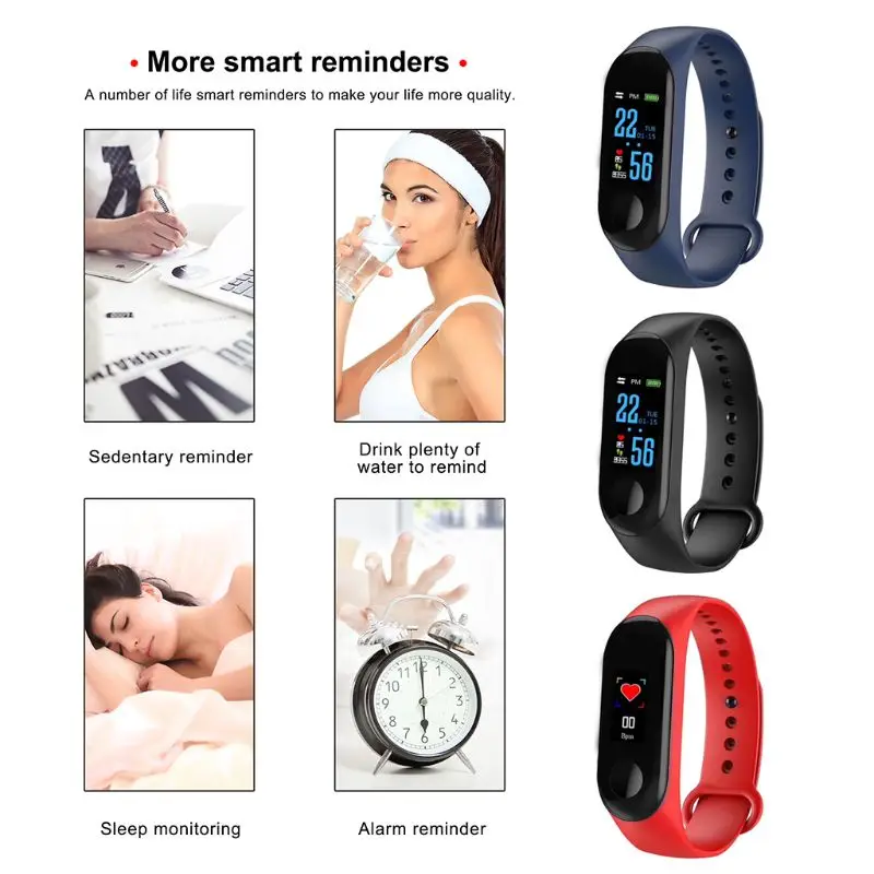 

Smart Watch Bracelet Sport Bangle Wristband Call Message Prompt Band Heart Rate Detector Exercise Fitness Device Health Step Wat