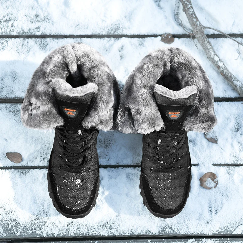 Men Winter Snow Boots Waterproof Leather High Top