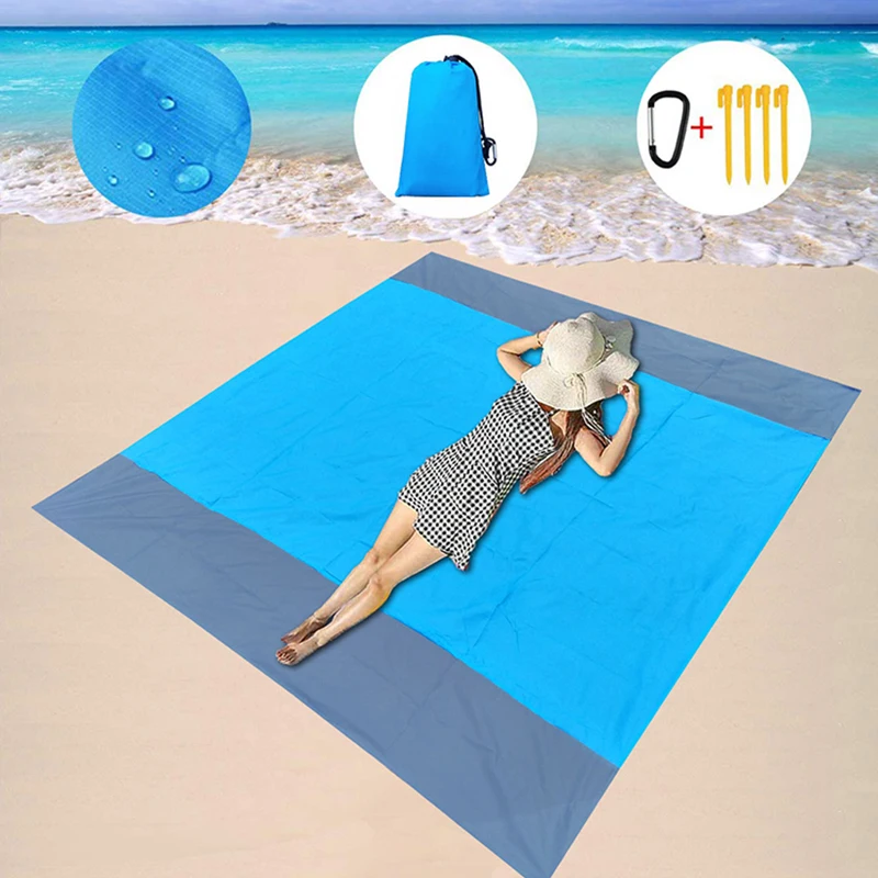 2x2.1m Waterproof Pocket Beach Blanket Folding Camping Picnic Mat
