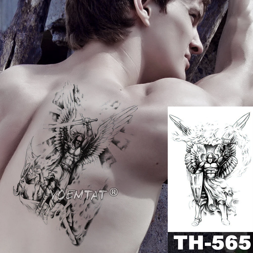 Skull Viking Samurai Warrior Temporary Tattoo Sticker Ares Waterproof Tatto Hero Wings Body Art Arm Fake Tatoo Men Women