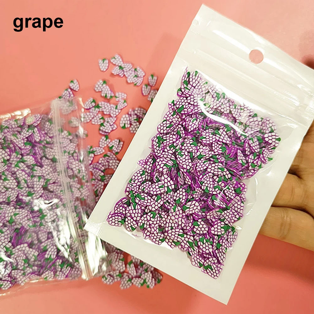 grape 1 упаковка пластилина мягкие керамические фруктовые кусочки Смешанные фруктовые стержни для ногтей ювелирные изделия мобильные косметические накладки слайм DIY маникюрные товары для рукоделия - Цвет: grape