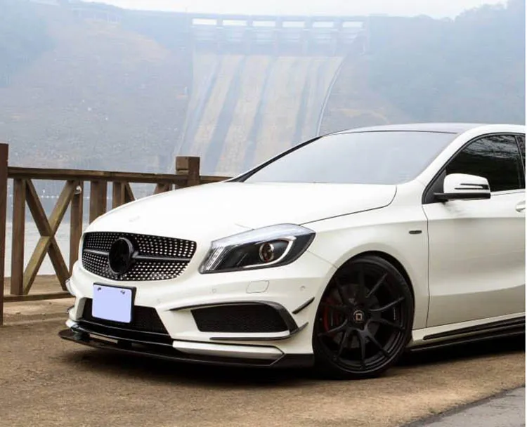 Для W176 передний спойлер из углеродного волокна для Mercedes Benz A Class A180 A200 A260 A45 2013- головка бампера подбородок Лопата