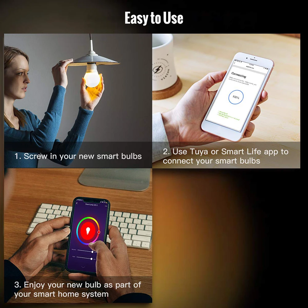 B22 E26 E27 Tuya Wifi Smart LED Bulb 11W Intellegent Lighting Dimmable RGB+W LED Lamp App Control For Amazon Alexa Google Home