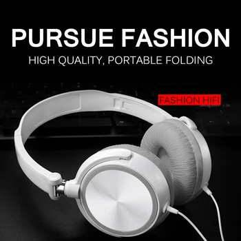 

3.5mm Wired Headphones Round Interface Over Ear Foldable Headsets Bass HiFi Sound Music Stereo Earphone With Microphone