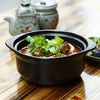 

New High temperature resistant open fire small flat pot ceramic soup pot small household stew pot Ceramic Cooking Cookware