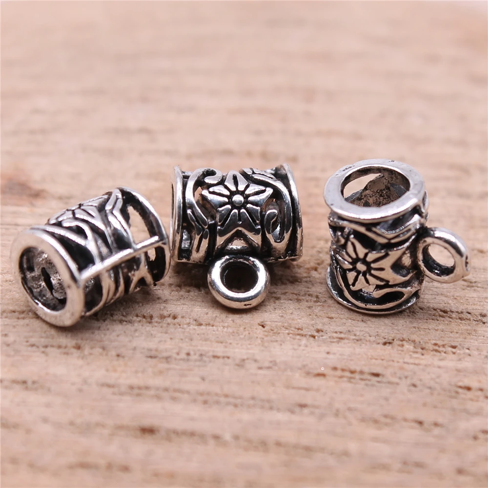 30pcs Tibetan Silver Clip Bail Beads Charm Necklace Pendant Clasp Connector  Bail Beads For Jewelry Making