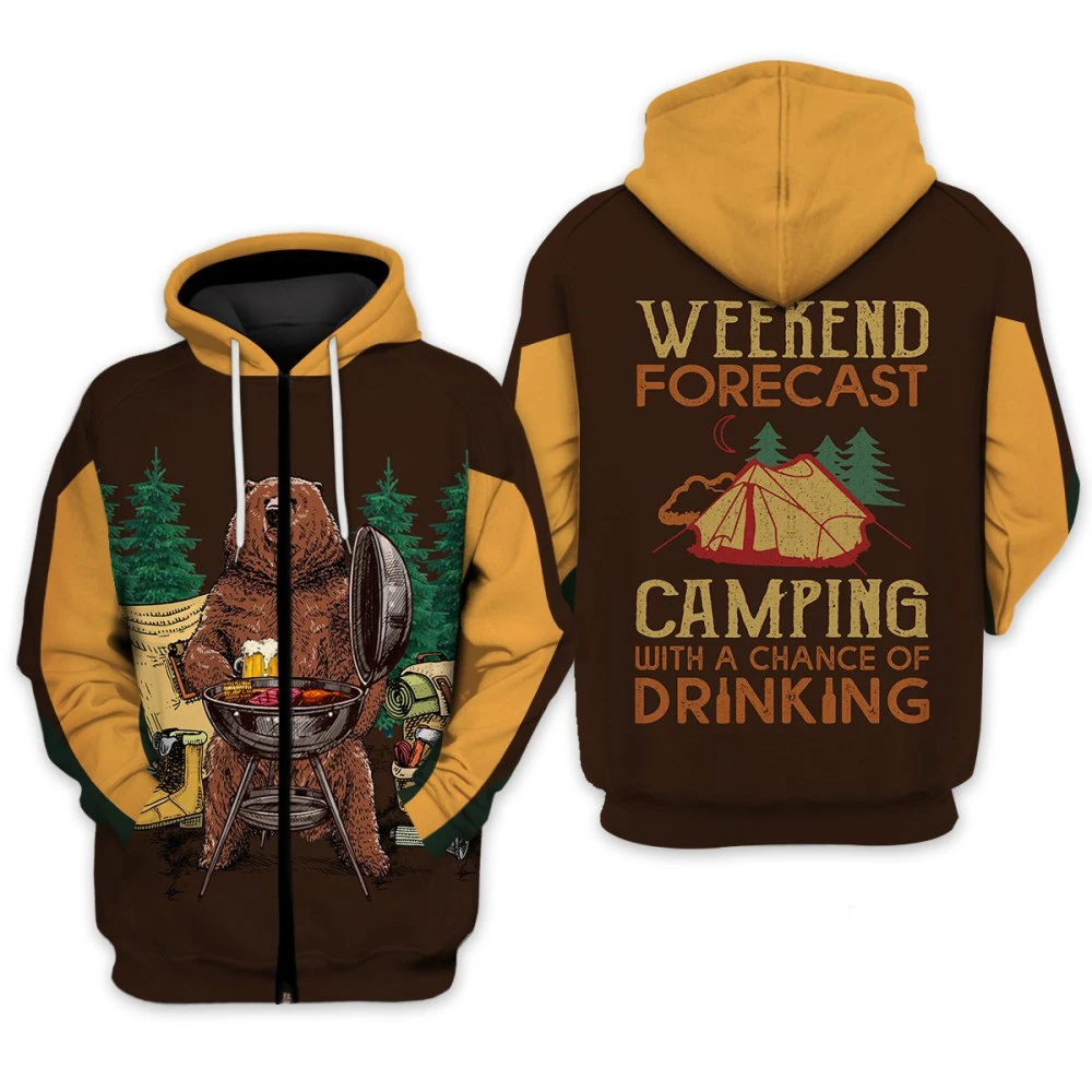 Weekend Forecast Drinking Camping 3D Printed Hoodie/sweatshirt/zipper hoodie New Fashion Men and Women Casual Streetwear Tops
