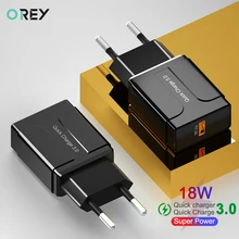 OREY Быстрая зарядка 3,0 18 Вт USB зарядное устройство для samsung S10 Plus QC 3,0 для iPhone X Xr Xiaomi Mi 9 зарядное устройство для телефона