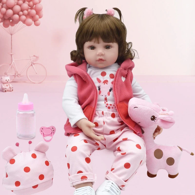Детская кукла-реборн 58 см, Мягкая силиконовая симпатичная кукла-Жираф, ткань для тела, короткие волосы, Реалистичная кукла для детей, подарки для малышей