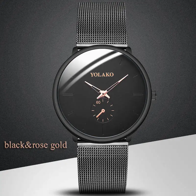 Rose gold brown Мужские часы, чехол из нержавеющей стали с сетчатым ремешком, кварцевые мужские деловые часы, модные повседневные мужские подарки, часы для мужчин, Relogio masculino - Цвет: Rose gold brown