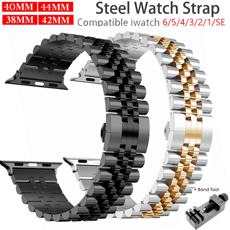 Stainless Steel Strap For Apple Watch Band 6 SE 5 4 3 40mm 44mm metal 38mm 42mm Replacement Bracelet Sport Band for iWatch 7 6 5