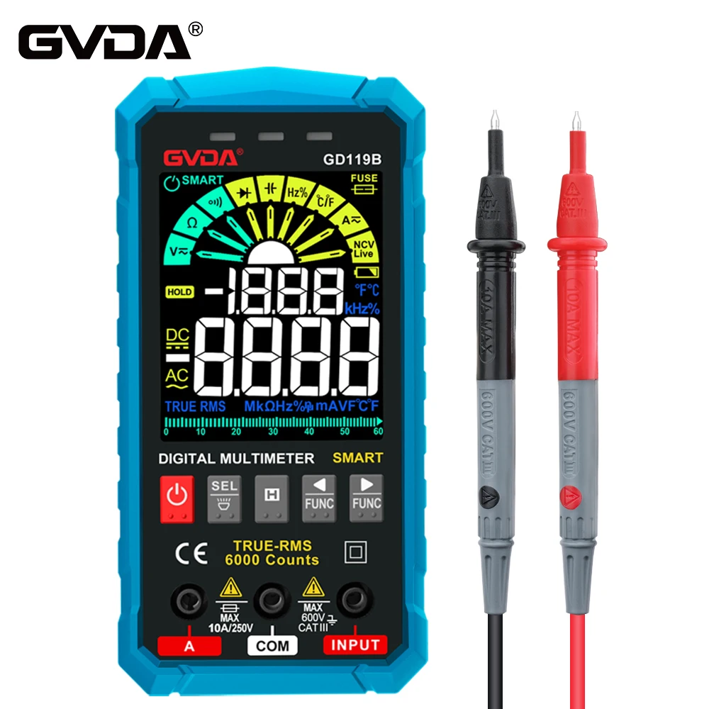 GVDA NEW Generation Digital Multimeter 600V Ture RMS AC DC NCV Smart Multimetro Tester Ohm Capacitance Hz Voltage Meter Digital Multimeter,Multimeter Tester,Analog Multimeter