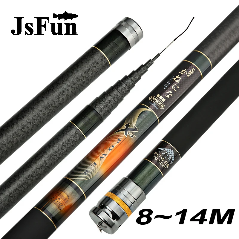 

High Carbon Telescopic Fishing Rod 8m 9m 10m 11m 12m 13m 14m Power Hand Rod Super Hard Long Sections Pole Spare Tips FR297