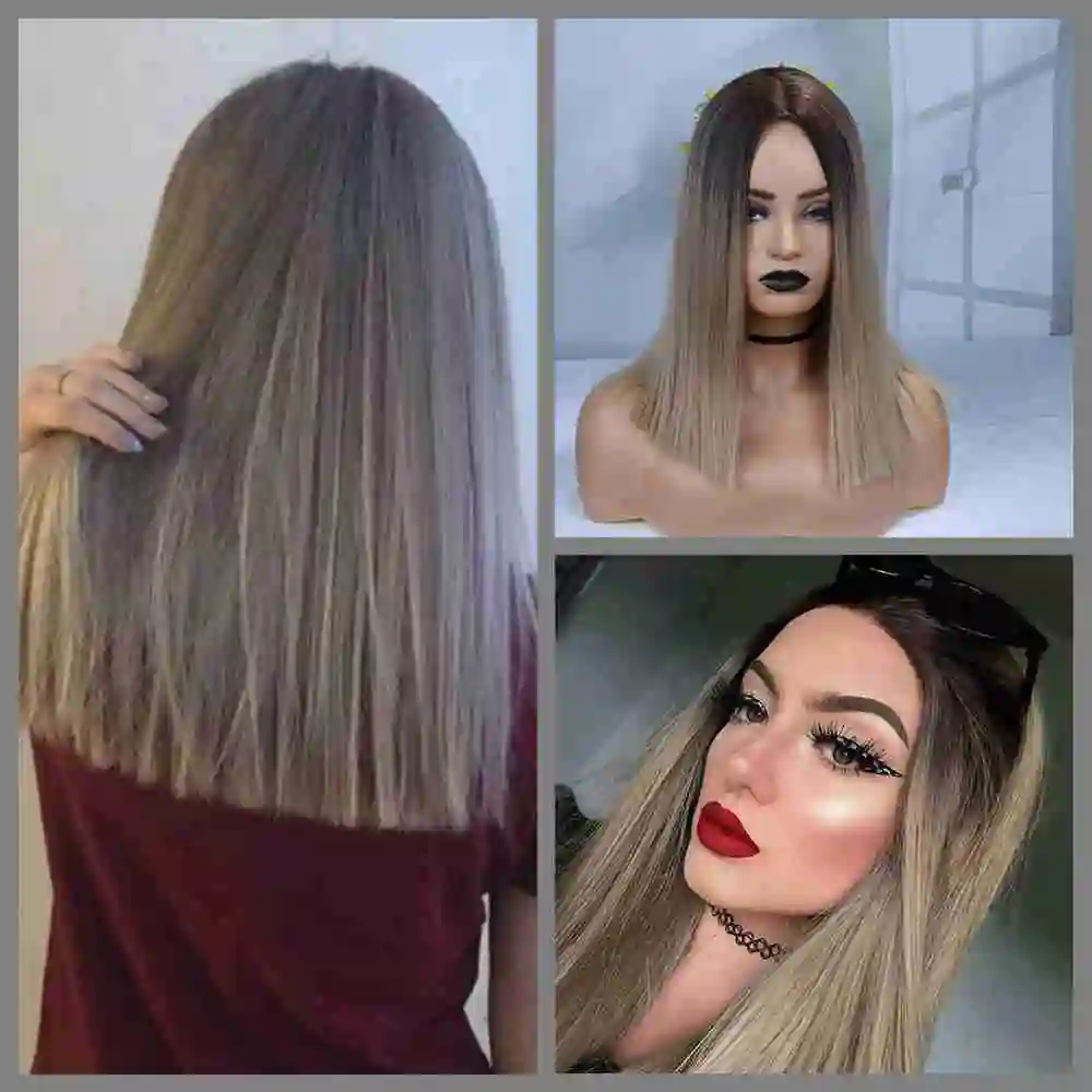 Fave Ombre Black Pink Blonde Grey Flax Brown Straight Synthetic