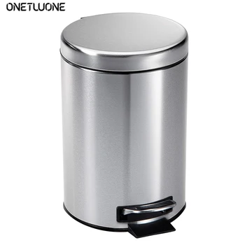 

Stainless Steel Trash Can/12L Round Foot can Trash Bathroom Kitchen Trash Storage Bin